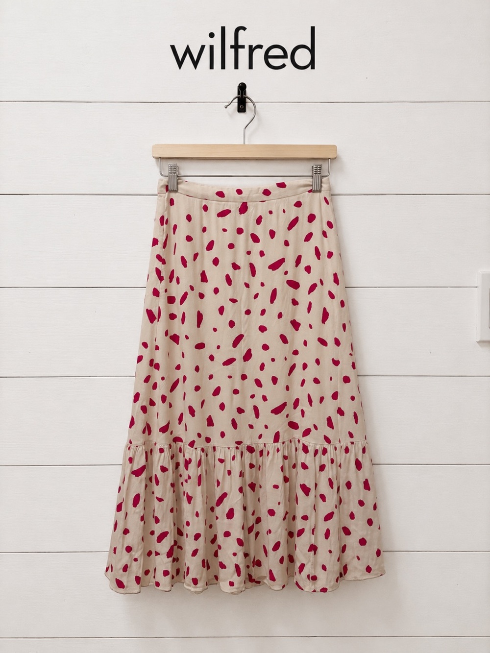 Wilfred by Aritzia Printed Midi Skirt – Cream/Pink – Size 6